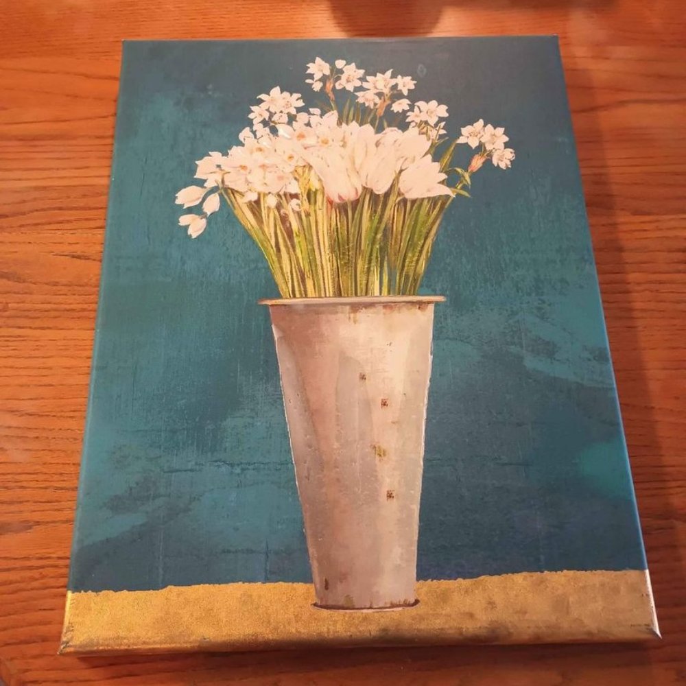 Blue, Gold and White Floral Wall Hanging